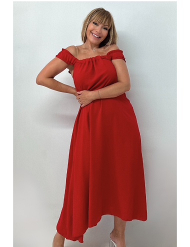 VESTIDO LAZO ROJO